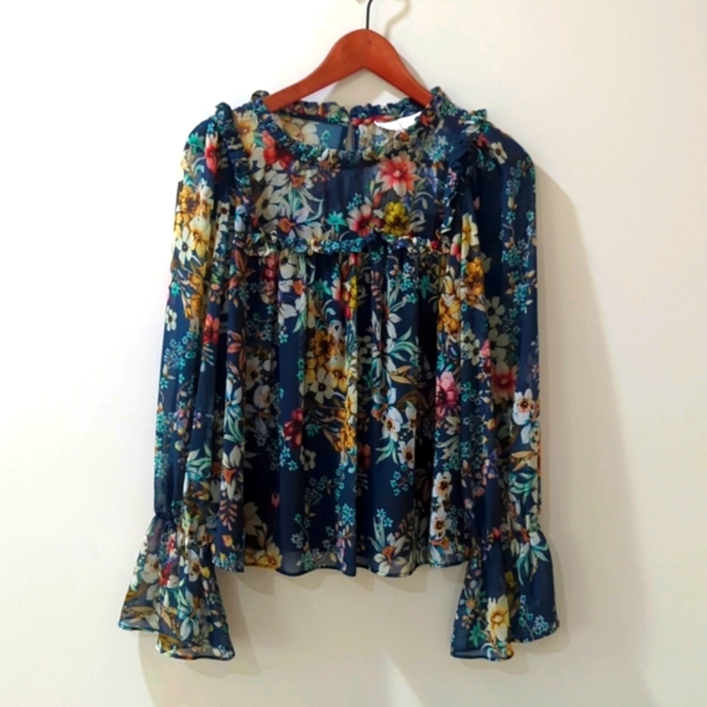 Eri + Ali Floral Romantic Blouse Top